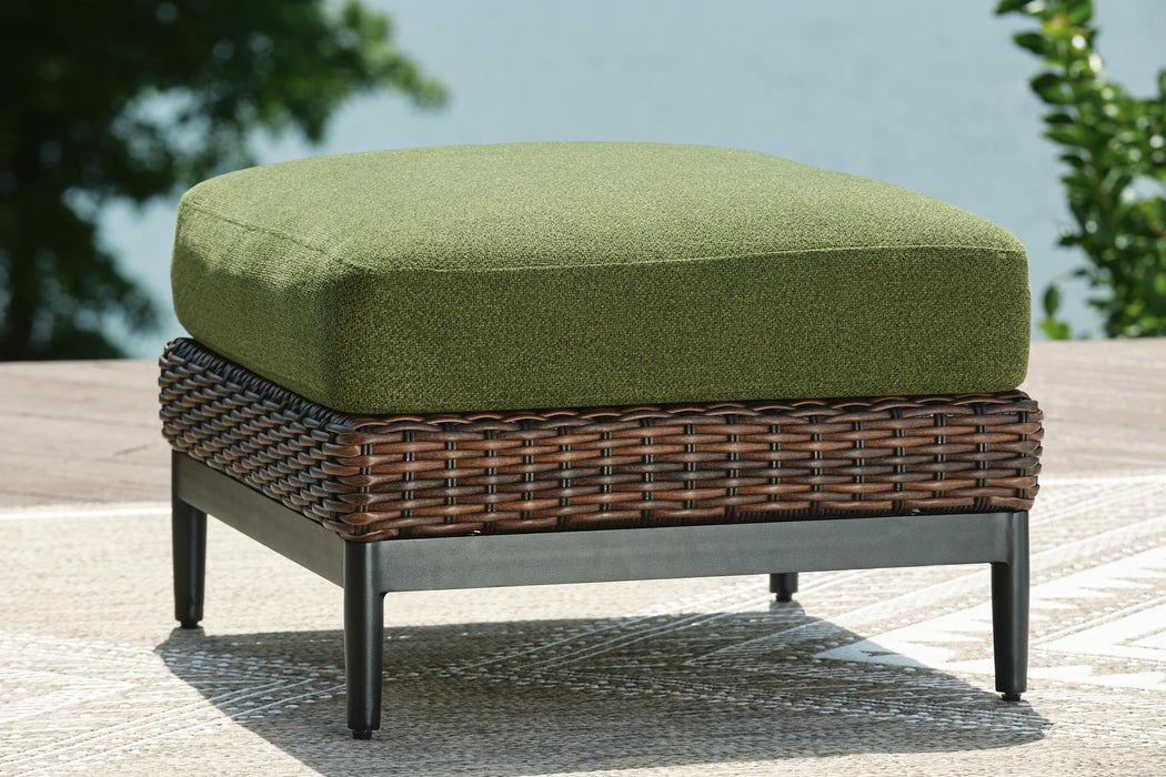 Horizon Hall Brown/Green Ottoman with Cushion