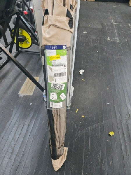 Mainstays 9ft Tan Round Outdoor Tilting Market Patio Umbrella with Crank - new