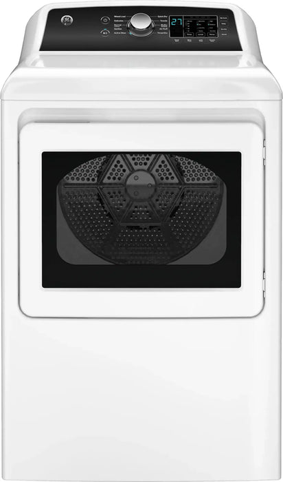 GE - 7.4 Cu. Ft. Front Load Electric Dryer with Sensor Dry - White with Matte Black - new