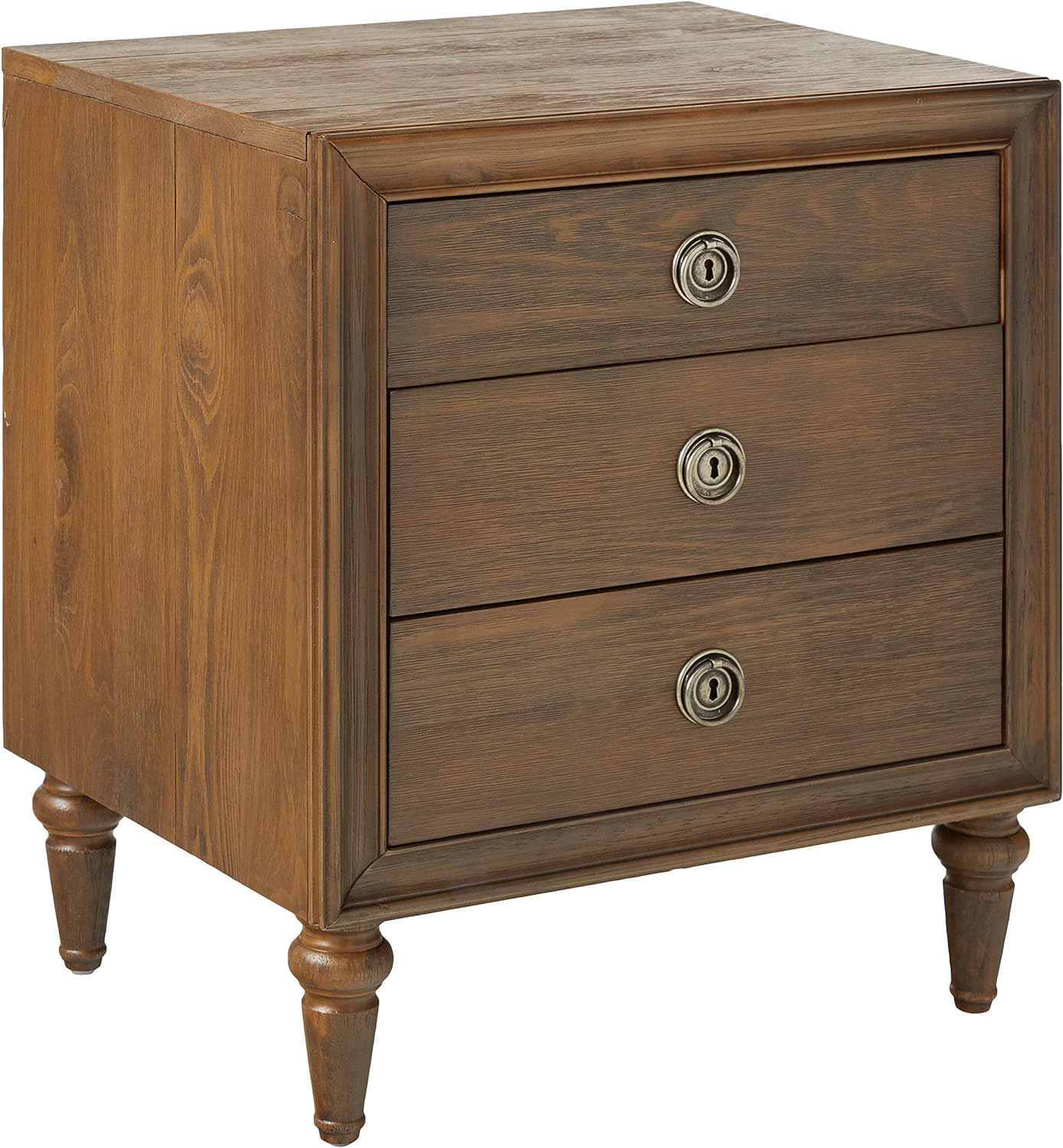 Acme Inverness Wood Nightstand with 3 Drawers in Reclaimed Oak - open_box