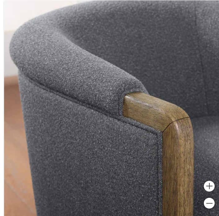 Thomasville Fabric Swivel Chair with Wood Trim - use_like_new