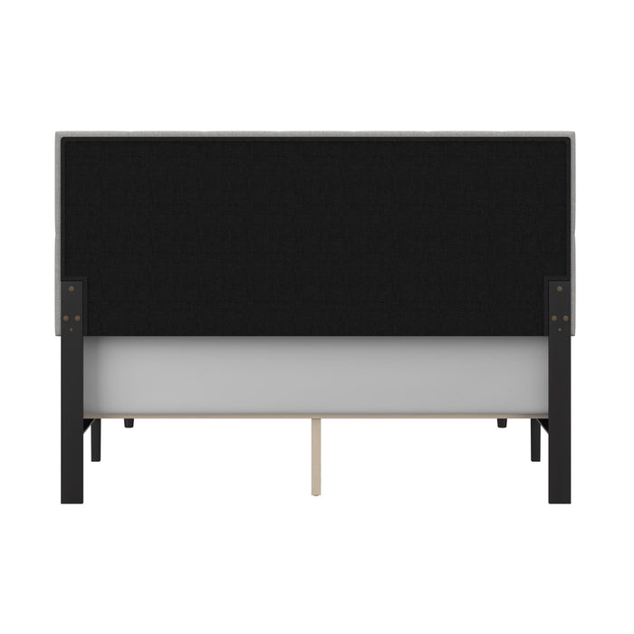 Mainstays Hillside Diamond Tufted Upholstered Queen Platform Bed, Gray - use_like_new