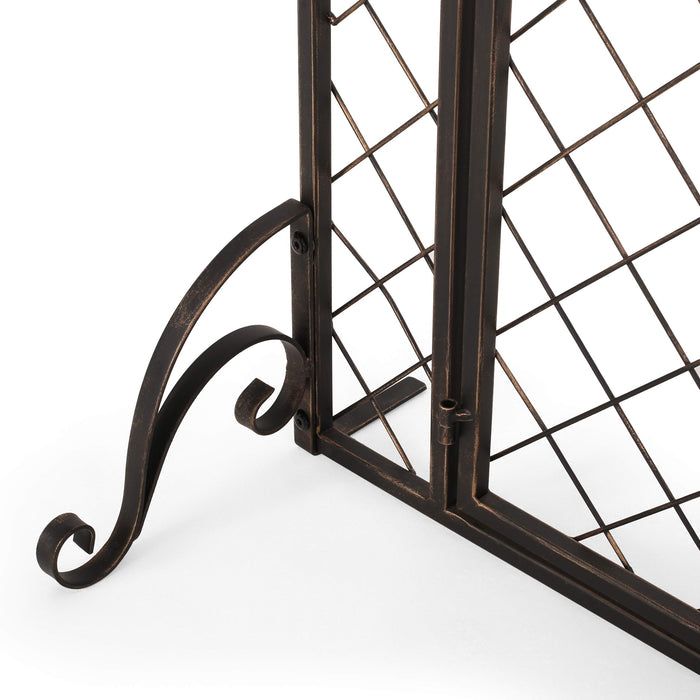 Christopher Knight Home Kristin Iron Fireplace Screen, Black Brushed Gold - new