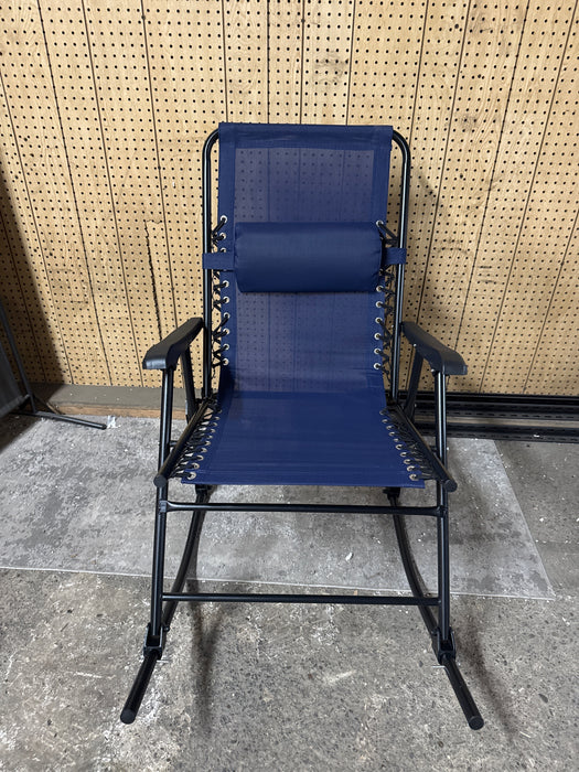 Zero Gravity Rocking Chair with Headrest Pillow Folding Recliner Foldable Lounge Chair, Blue - new