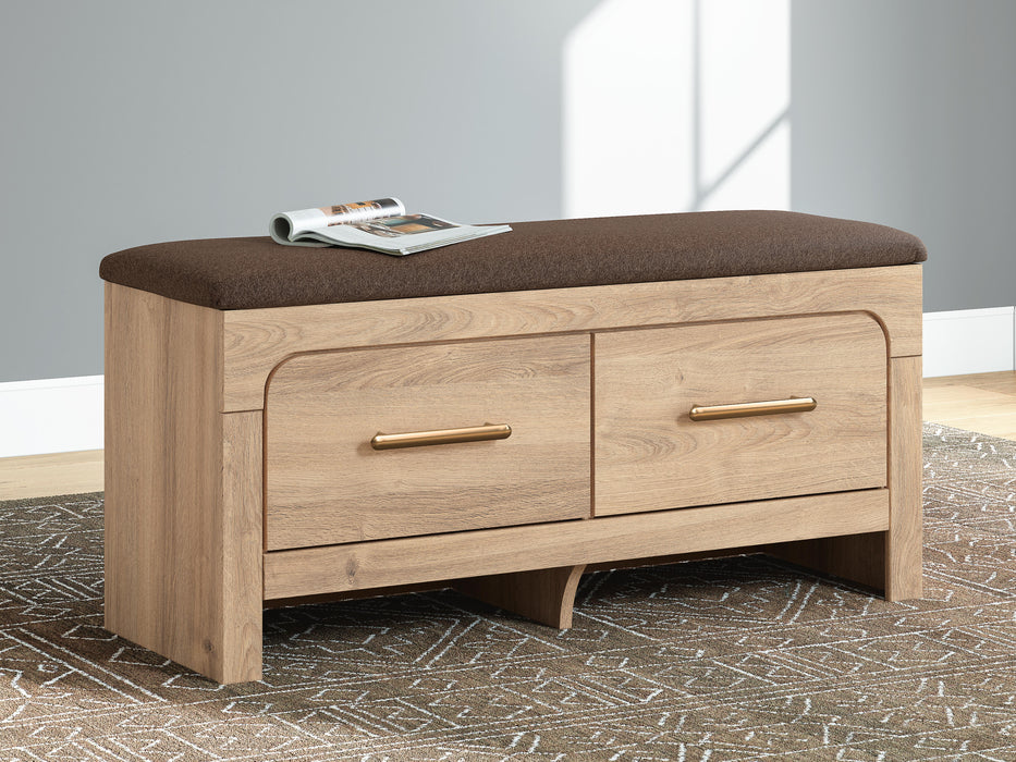 Hollymount Tan/Brown Bedroom UPH Storage Bench