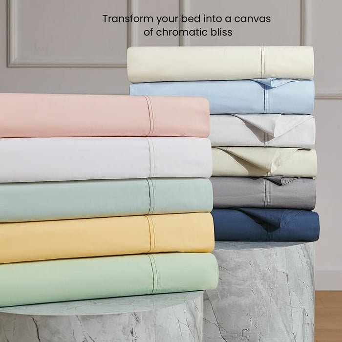 Purity Home Queen Bed Sheet Set - 100% Cotton Percale, 400 Thread Count - Cool, Crisp, Breathable & Durable 4-Piece - Ivory - new