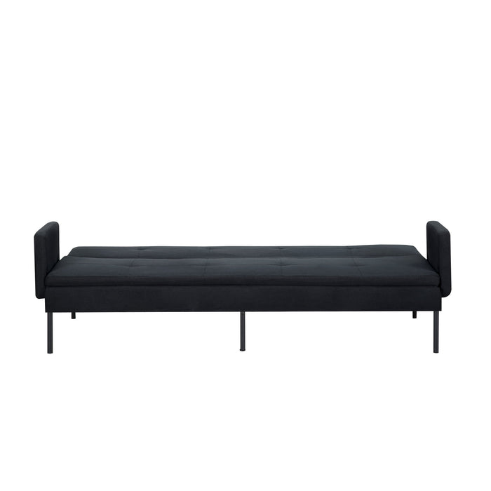 BSHTI 74.8” Futon Sofa Bed,Black Polyester Upholstered,Twin Size Convertible Sofa,5 Adjustable Positions Backrest for Living Room,Office,Small Apartment - open_box
