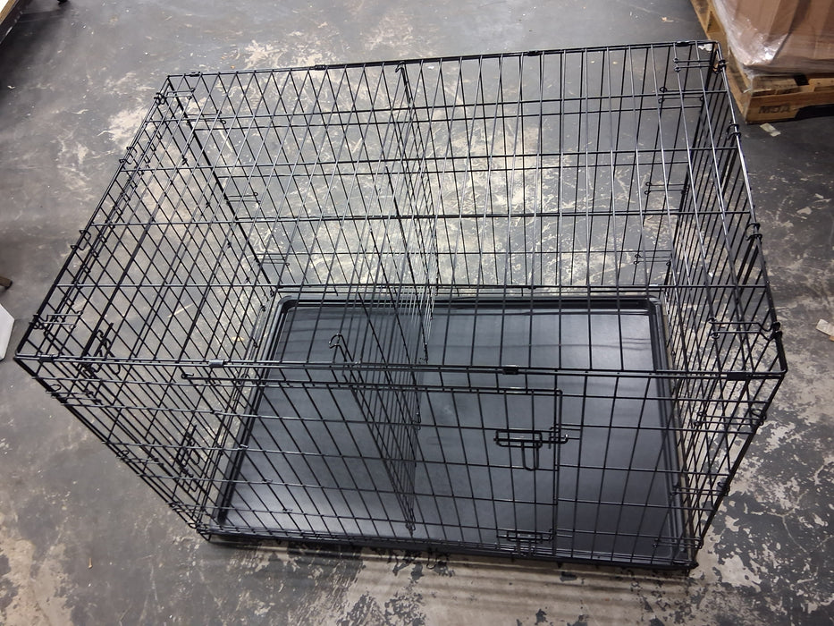 Vibrant Life Wire Dog Crate, Double-Door, Divider and Leak-Proof Tray, Metal, Foldable, Durable, Black, 36 in - new