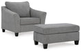 Mathonia Smoke Mathonia Chair and Ottoman