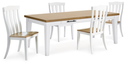Ashbryn White/Natural Ashbryn Dining Table and 4 Chairs