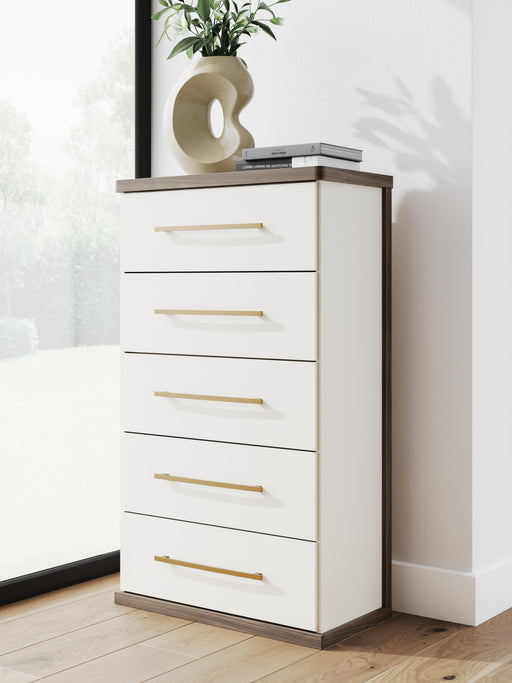 Mazilar Brown/White Five Drawer Chest