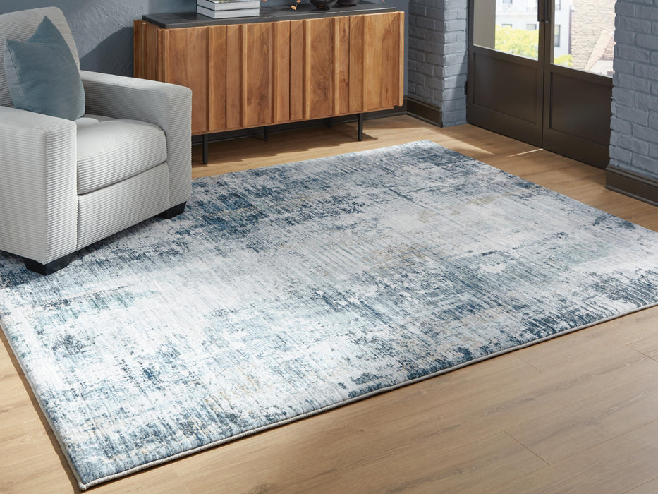 Arlenmont Blue/White/Brown Memory Foam Large Rug