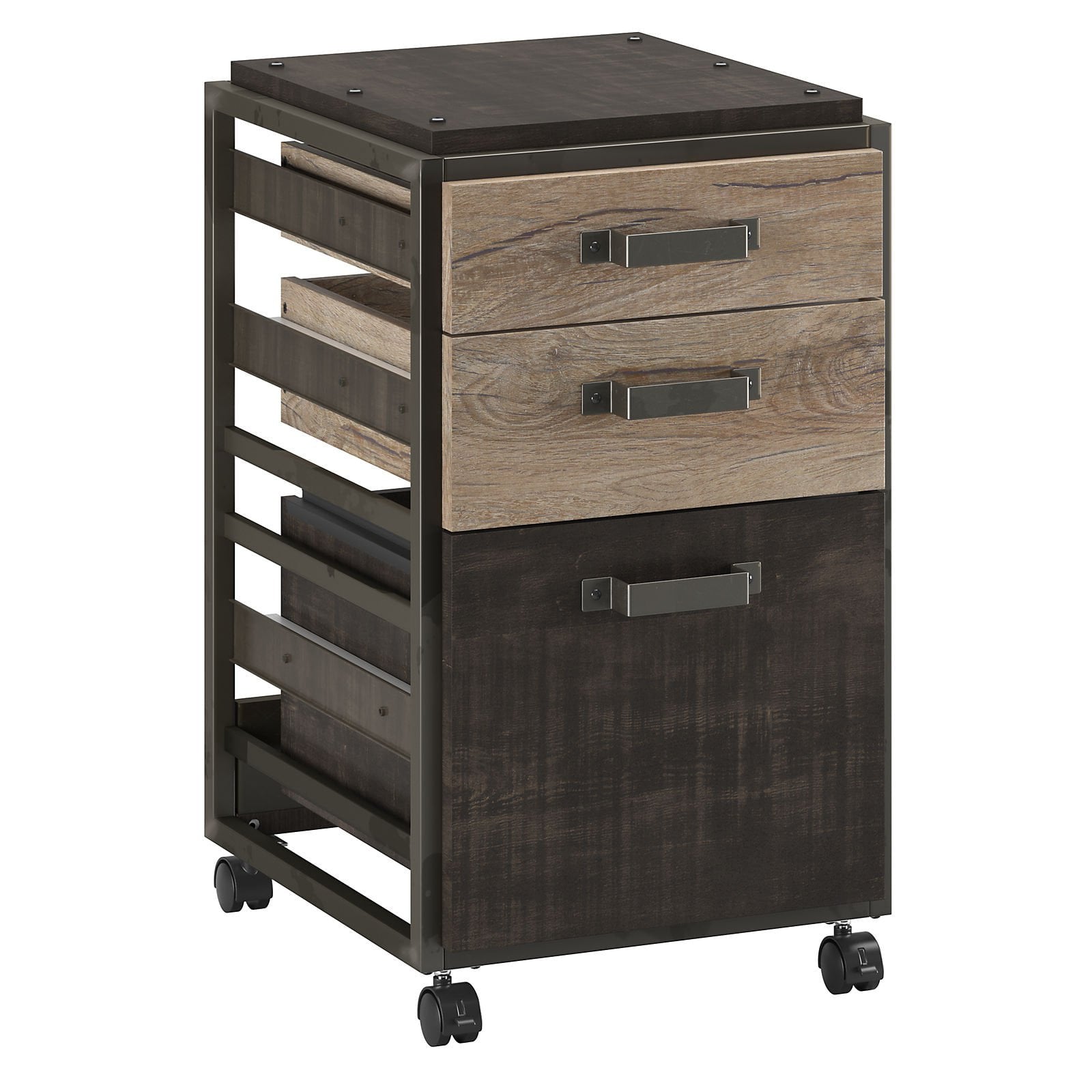 Refinery 3 Drawer Mobile File Cabinet in Rustic Gray - Engineered Wood - new