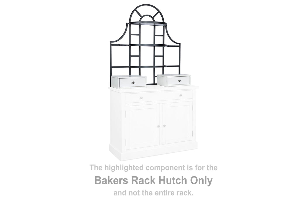 Chadworth White/Black Bakers Rack Hutch