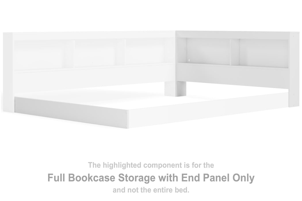Piperton White F Bookcase Storage w/End Panel