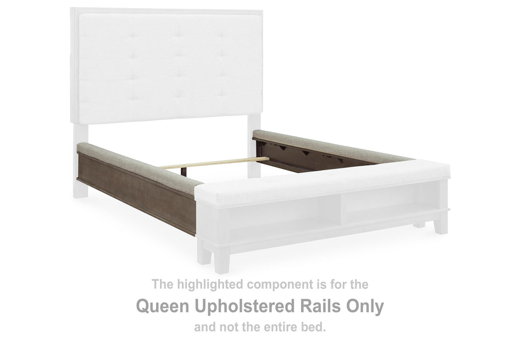 Hallanden Gray Queen Upholstered Rails