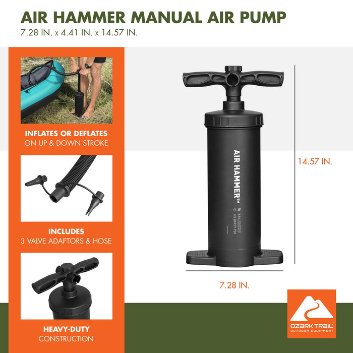 Ozark Trail 14.5" Manual Air Pump, Black - use_like_new
