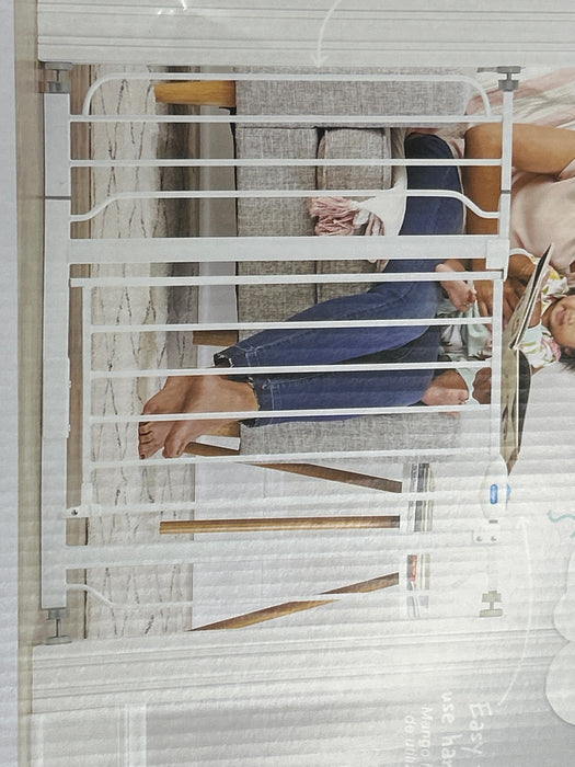 Regalo Extra Wide Walk-Through Baby Gate with Door, 29.5-38.5 in, White, Ages 6-24 Months - open_box
