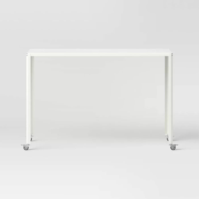 45" Rolling Metal Computer Desk Chalk White - Room Essentials™