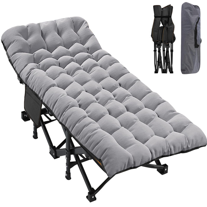 ABORON Oversized Folding Cot, XXL Folding Sleepovers Bed, 78"x32"x18" 900lb-Loading Heavy Duty 2-Layer 1200D for Guest Sleeping W/Mattress & Carrying Bag for Camping Home Office Vacation - n