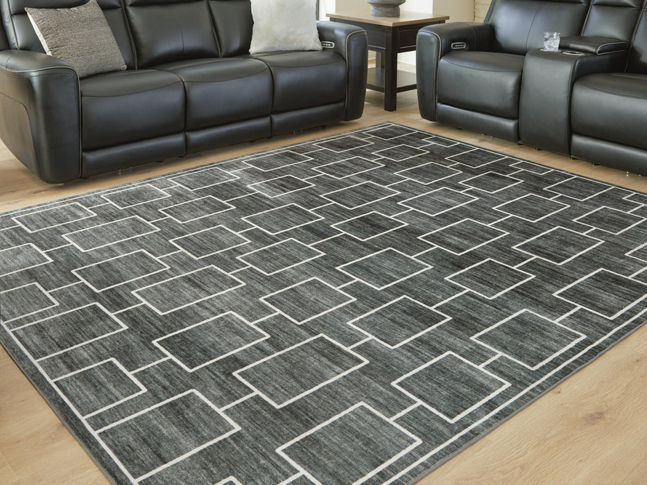 Elderland Black/Gray Washable Large Rug
