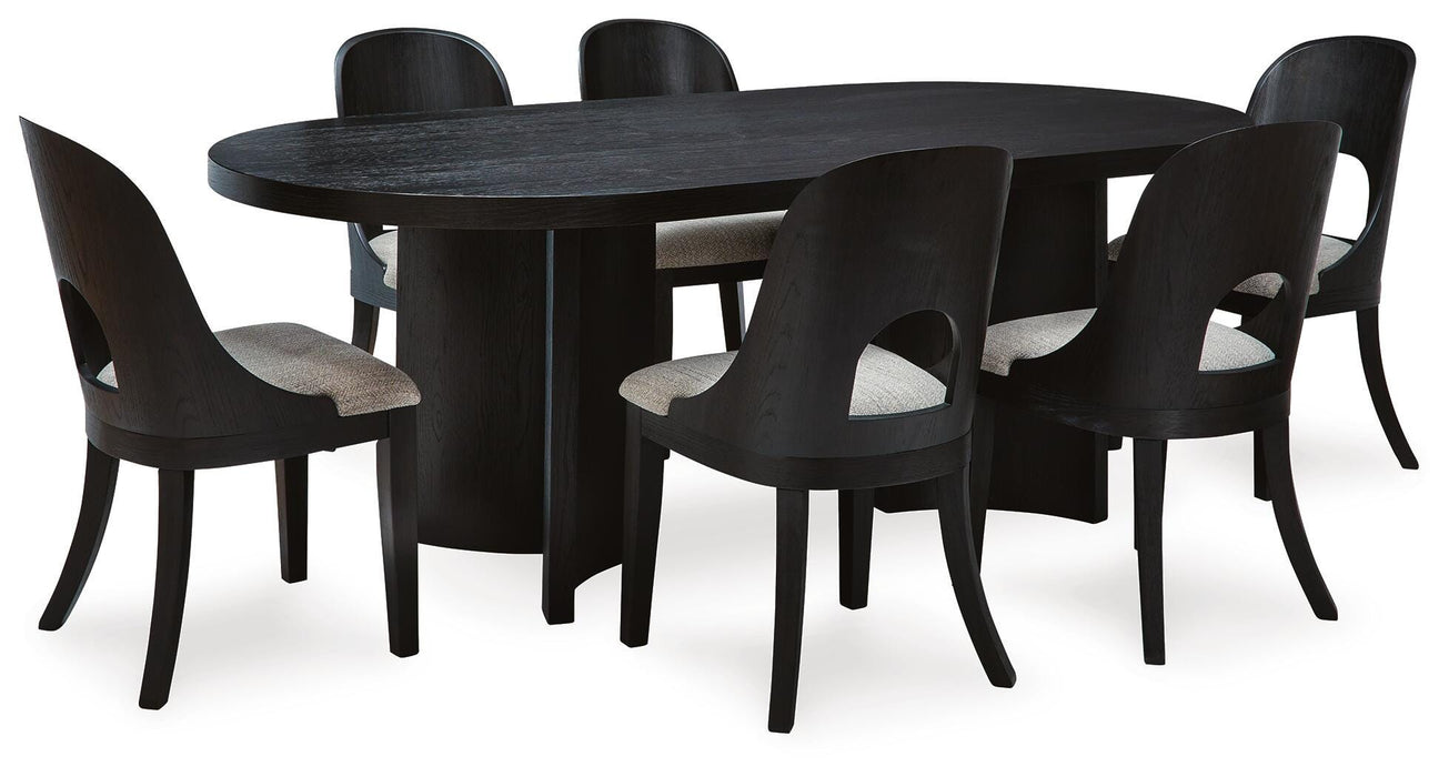 Rowanbeck Black Rowanbeck Dining Table and 6 Chairs