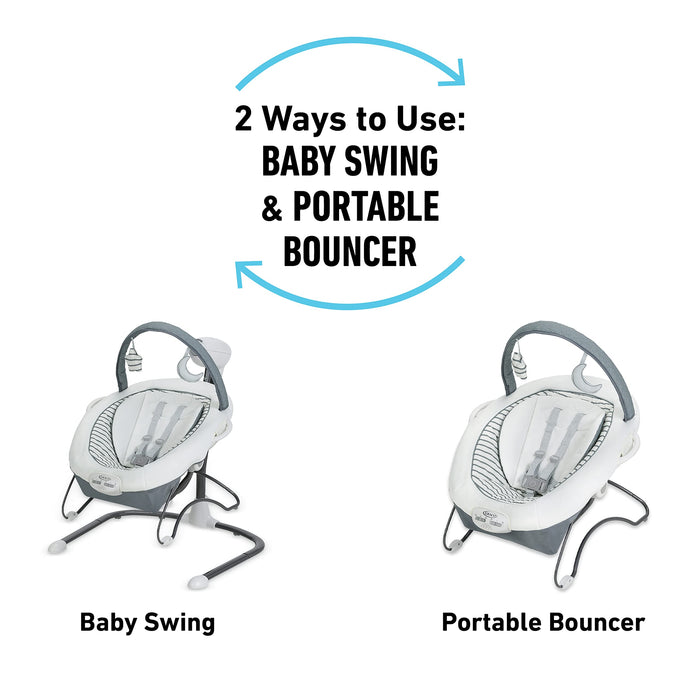 Graco Soothe 'N Sway LX Baby Swing with Portable Bouncer, Derby Grey, Infant - open_box