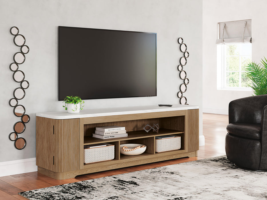 Camdill Light Brown XL TV Stand w/Fireplace Option