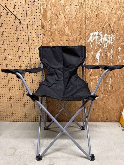 ozark trail basic quad folding camp chair with cup holder, black - new