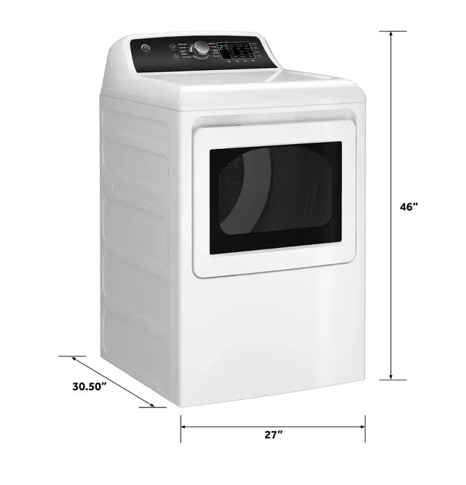 GE - 7.4 Cu. Ft. Front Load Electric Dryer with Sensor Dry - White with Matte Black - new