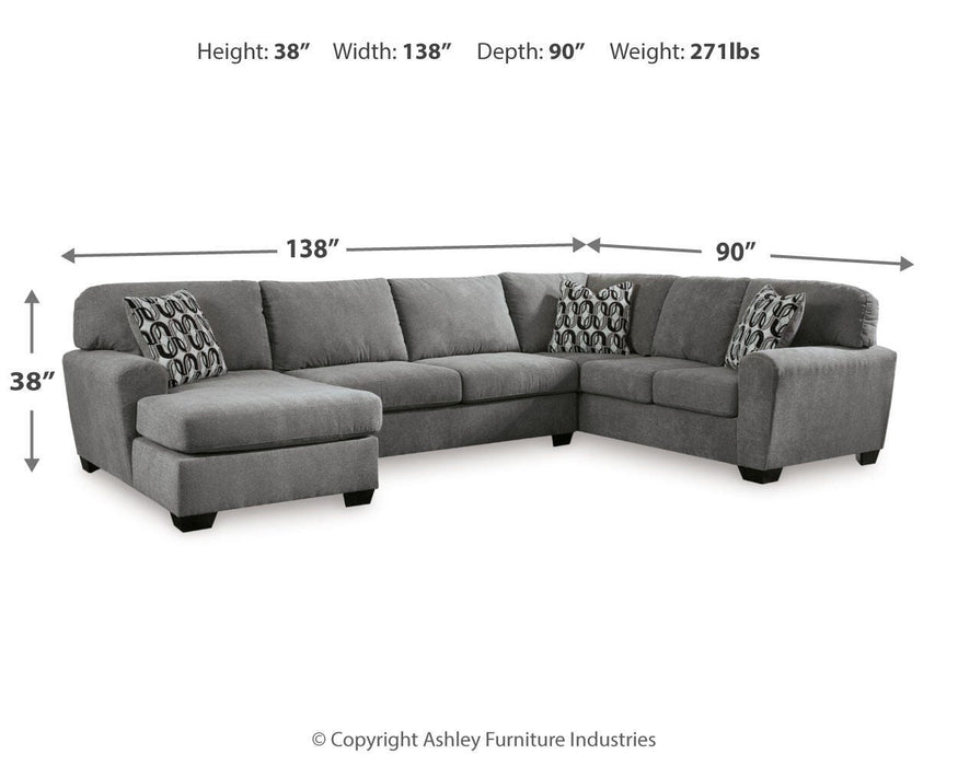 Birkdale Court Gray Birkdale Court 3-Piece Sectional with Chaise