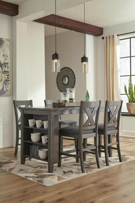 Caitbrook Gray Caitbrook Counter Height Dining Table and 4 Barstools