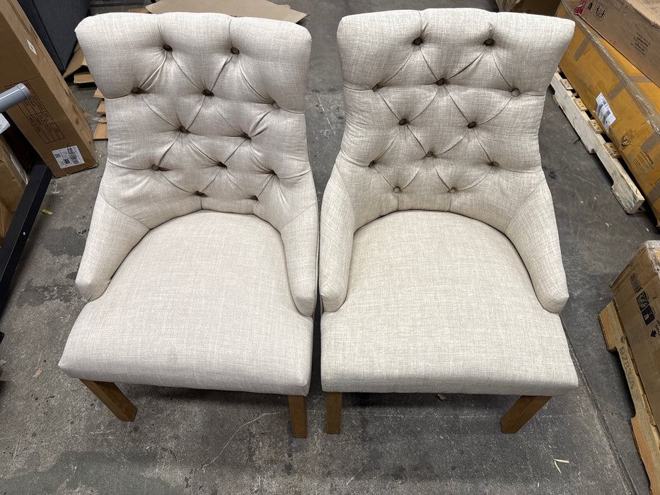 Pavilion Upholstered Dining Chairs Set of 2, Fabric Side Dining Room Chairs with Tufted Button - new