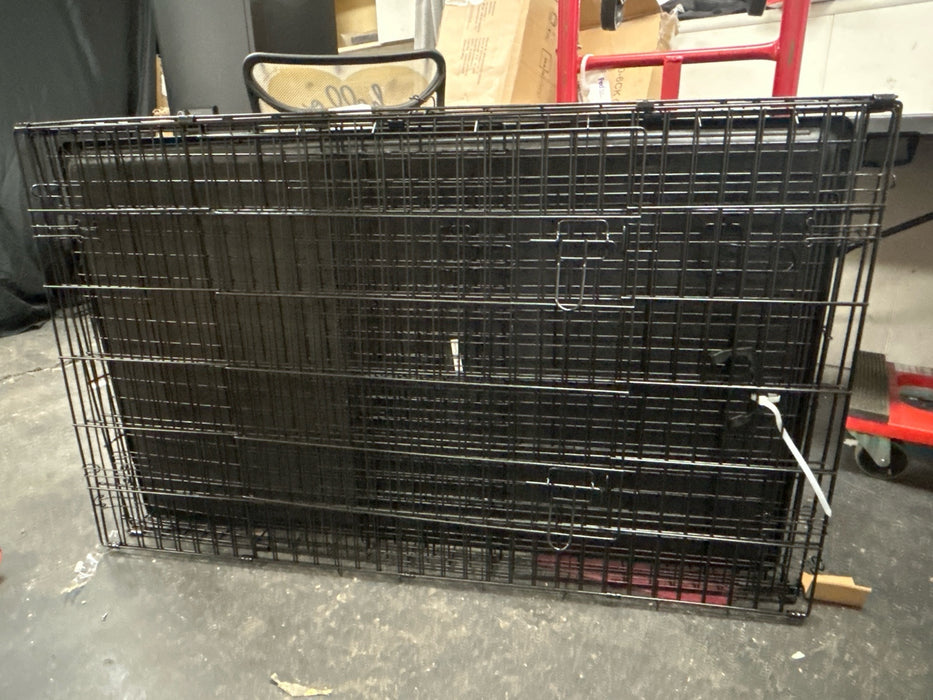 Vibrant Life Wire Dog Crate, Double-Door, Divider and Leak-Proof Tray, Metal, Foldable, Durable, Black, 36" - new