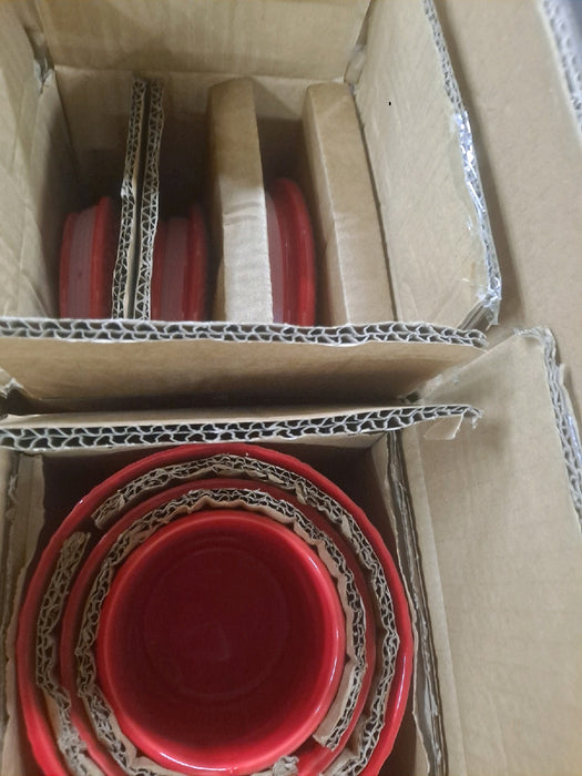 10 Strawberry Street Fleur Embossed 3 Piece Ceramic Canister Set, Red - new