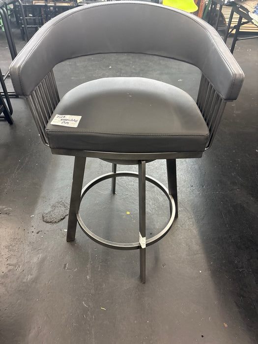 Armen Living Chelsea 25" Counter Height Swivel Bar Stool in Black Finish and Black Faux Leather - new