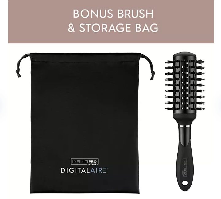 InfinitiPRO by Conair DigitalAIRE Hair Dryer with Brush and Storage Bag - open_box