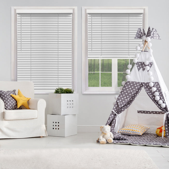 66x64 2 pack Richfield Studios 2 Cordless Faux Wood Blinds, White - new