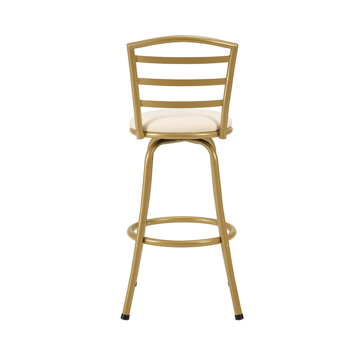 Mainstays 3 Pack Indoor Adjustable 24" or 29" Swivel Gold Metal Barstool, Cream Seat - new