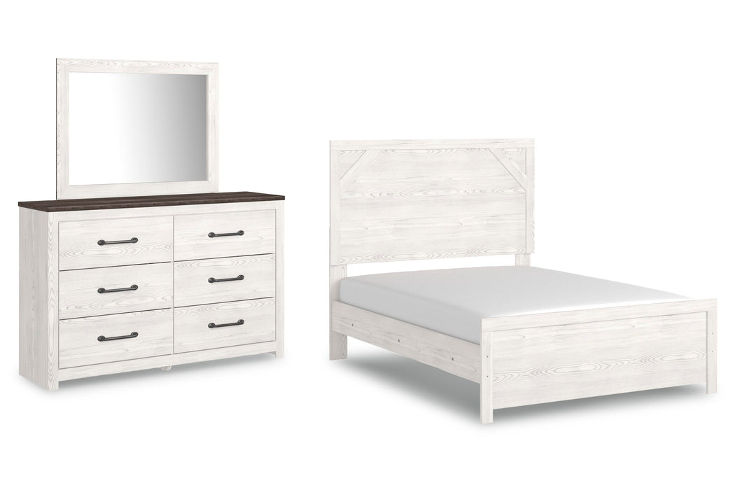 Gerridan White/Gray Gerridan Full Panel Bed with Mirrored Dresser