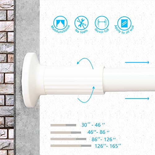 VICKERT Spring Tension Rod,Room Divider Tension Curtain Rod, Shower Curtain Rods,Windows Curtain Rods,45-126", No Drilling, Non-Fall Down Spring Tension Rod,Adjustable Room Divider for Bathroom - new