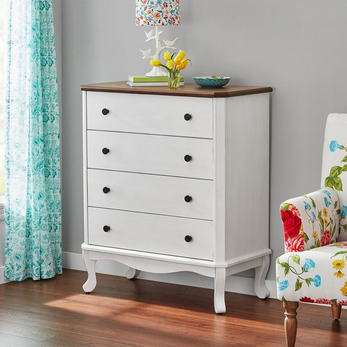The Pioneer Woman 4-Drawer Dresser Made With Solid Wood Frame, White - display_model