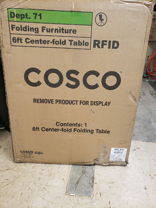 Cosco 6 Foot Centerfold Folding Table, Black - open_box