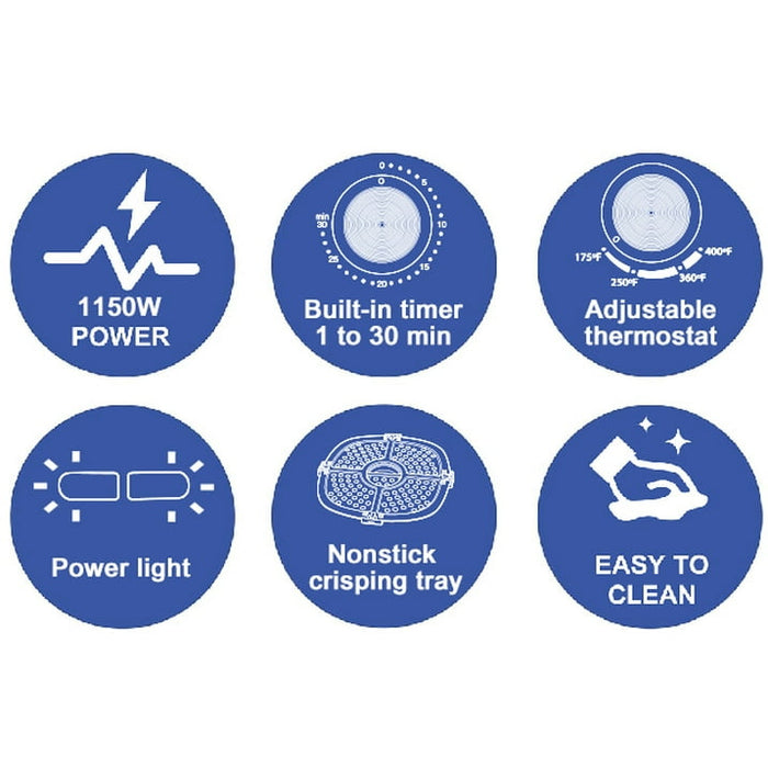 Mainstays 2.2 qt Air Fryer, Arctic White - Automatic Shutoff - new