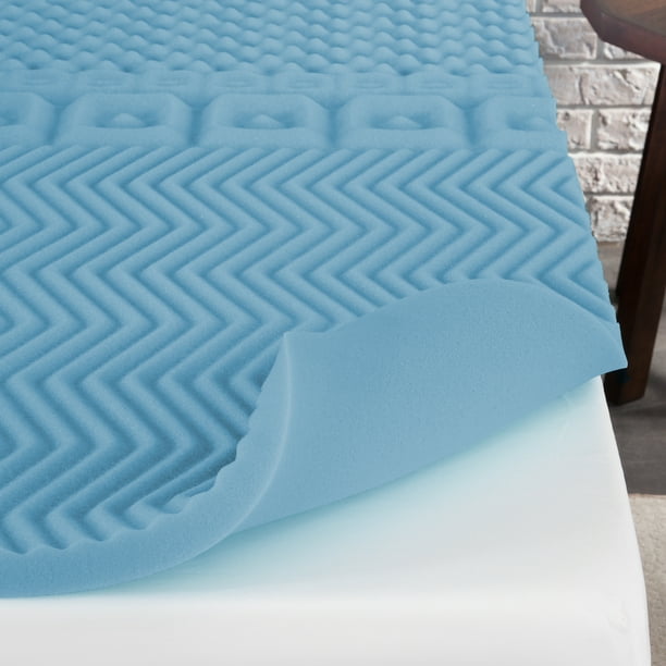 Mainstays 1.5” 7-Zone Reversible Memory Foam Mattress Topper, Twin-XL - open_box