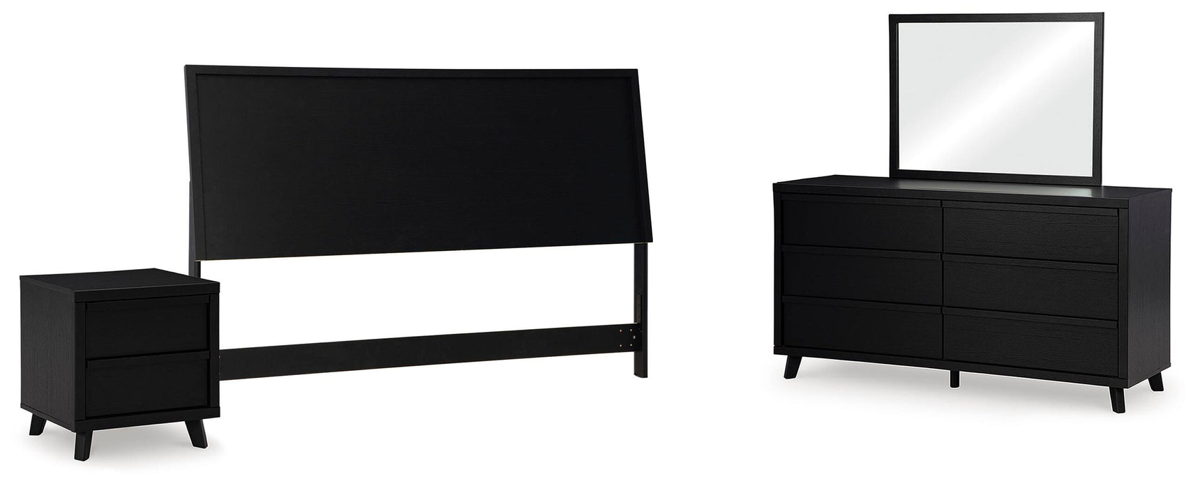 Danziar Black Danziar King Panel Headboard, Dresser, Mirror and Nightstand