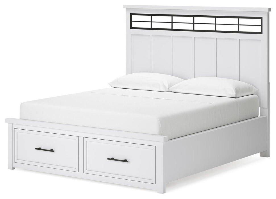 Ashbryn White/Natural Ashbryn California King Panel Storage Bed