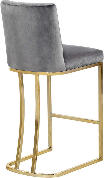 Meridian Furniture Heidi Collection Modern | Contemporary Velvet Upholstered Counter Stool with Polished Gold Metal Legs, 16" W x 19.5" D x 36.5" H, Grey - new