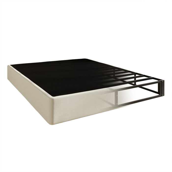 Castle Place 8" Full Metal Box Spring, Beige Linen - new
