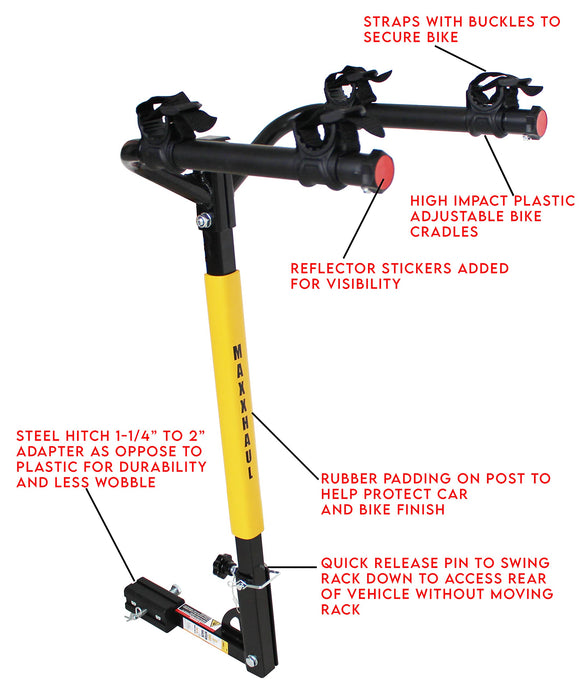 MaxxHaul 50025 Hitch Mount 2 Bike Rack For Cars, Trucks, SUV's, Minivans - 100 lb. Capacity - open_box